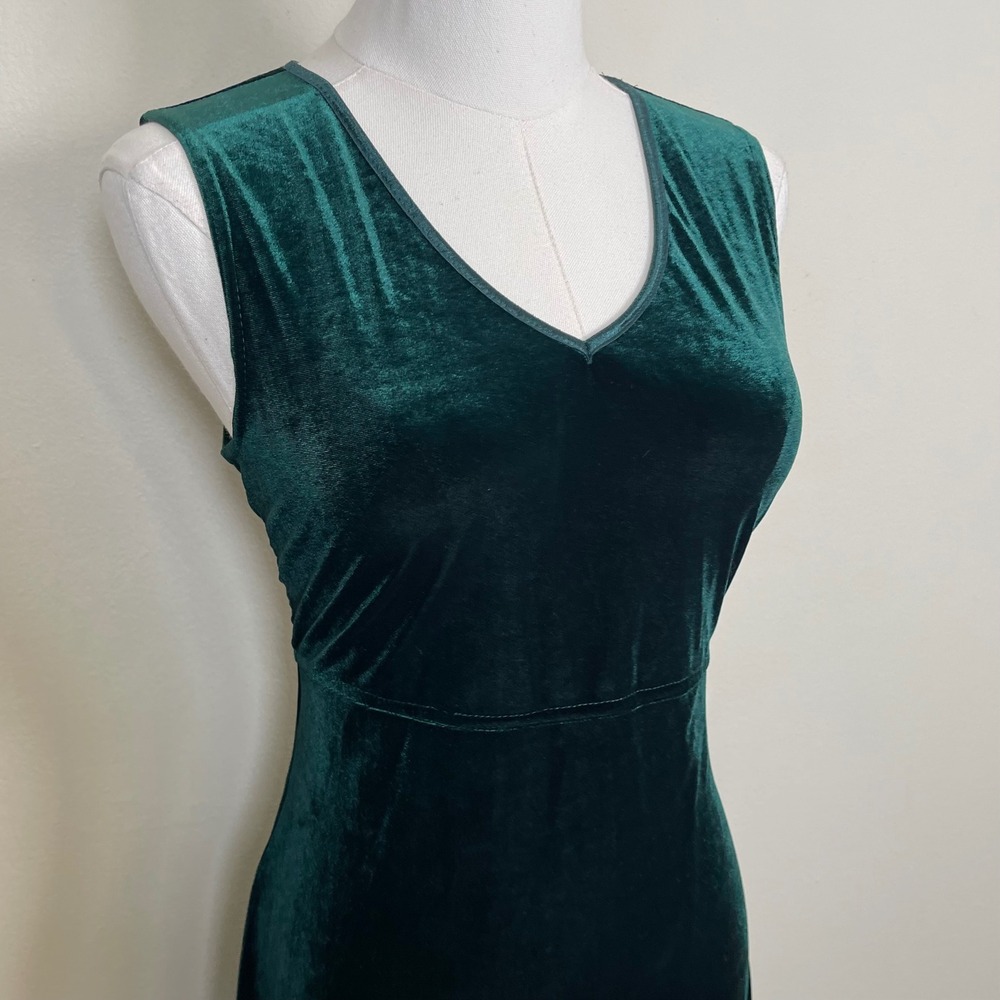Vintage Rabbit Rabbit Rabbit Designs Velvet Maxi Dress 10P Green Whimsigoth 90s - Picture 5 of 11